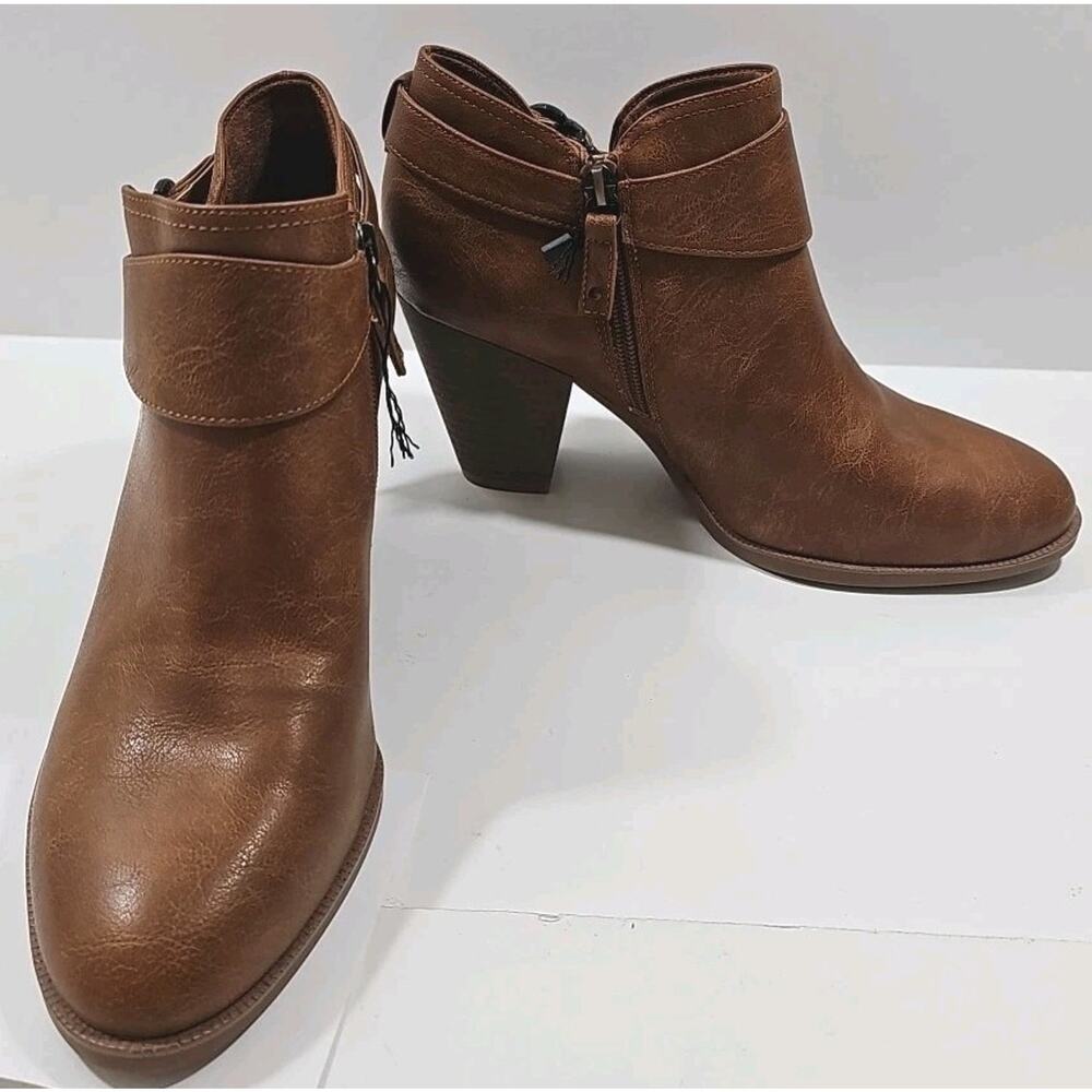 Dr. Scholl's~Woman Size 9.5M~Brown Faux Leather Kickstart Booties High Heel NWOB - Picture 8 of 12